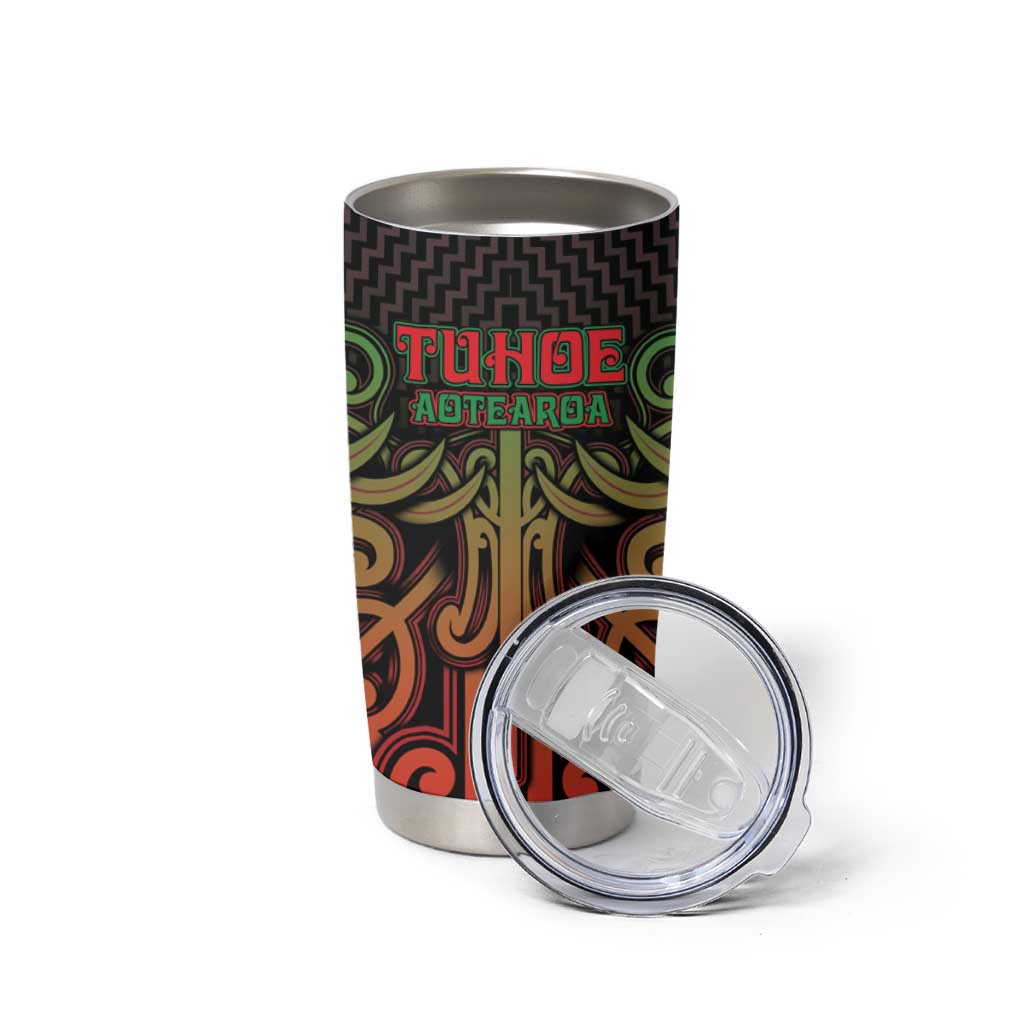 Custom Aotearoa Tuhoe Tumbler Cup Maori Tribal Pattern Mix Poutama LT05 - Polynesian Pride