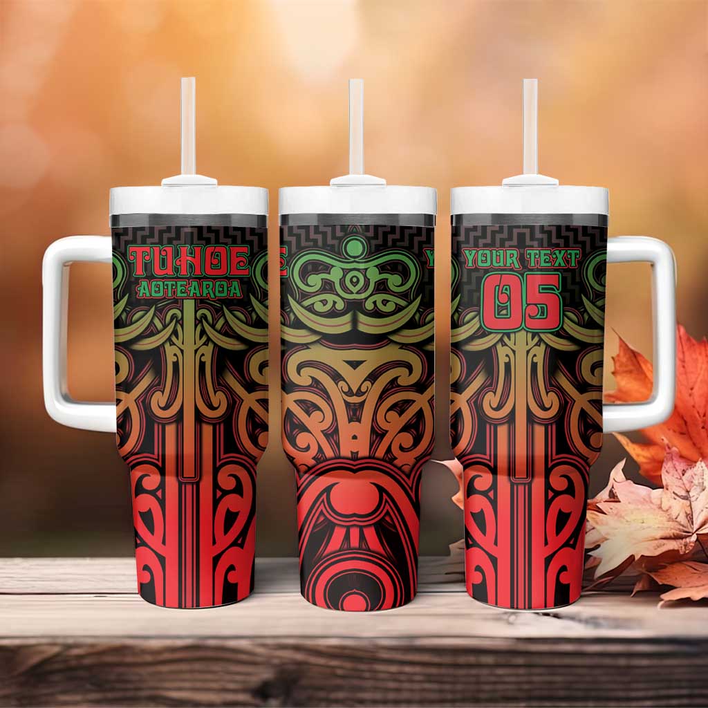 Custom Aotearoa Tuhoe Tumbler With Handle Maori Tribal Pattern Mix Poutama LT05 - Polynesian Pride