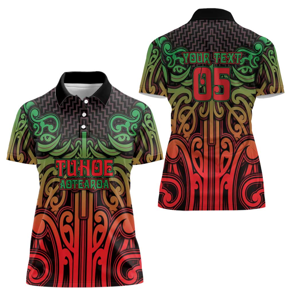 Custom Aotearoa Tuhoe Women Polo Shirt Maori Tribal Pattern Mix Poutama LT05 - Polynesian Pride