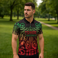 Custom Aotearoa Tuhoe Zipper Polo Shirt Maori Tribal Pattern Mix Poutama LT05 - Polynesian Pride