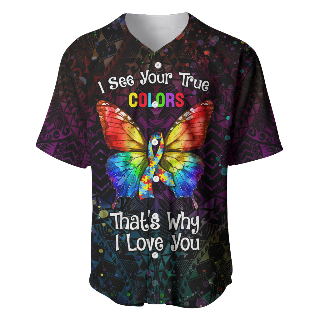 I See Your True Colors Personalised Baseball Jersey Autism Awareness