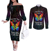 I See Your True Colors Personalised Couples Matching Off The Shoulder Long Sleeve Dress and Long Sleeve Button Shirt Autism Awareness