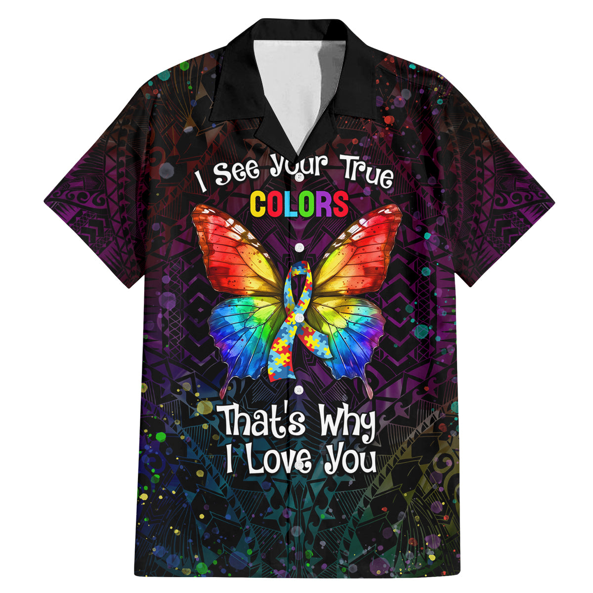 I See Your True Colors Personalised Family Matching Mermaid Dress and Hawaiian Shirt Autism Awareness