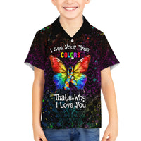 I See Your True Colors Personalised Family Matching Off Shoulder Maxi Dress and Hawaiian Shirt Autism Awareness