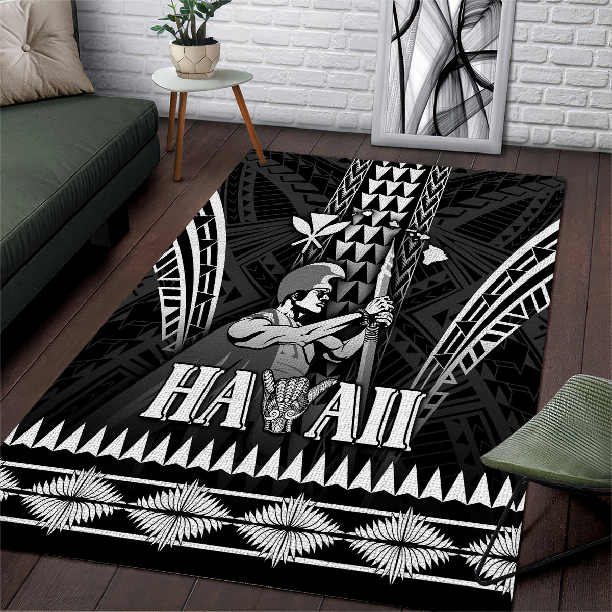 Hawaii Happy King Kamehameha Day Area Rug Kakau Pattern