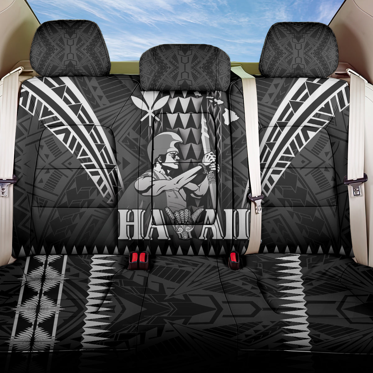 Hawaii Happy King Kamehameha Day Back Car Seat Cover Kakau Pattern LT05