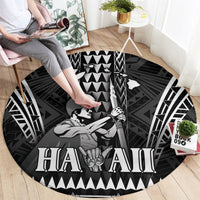Hawaii Happy King Kamehameha Day Round Carpet Kakau Pattern