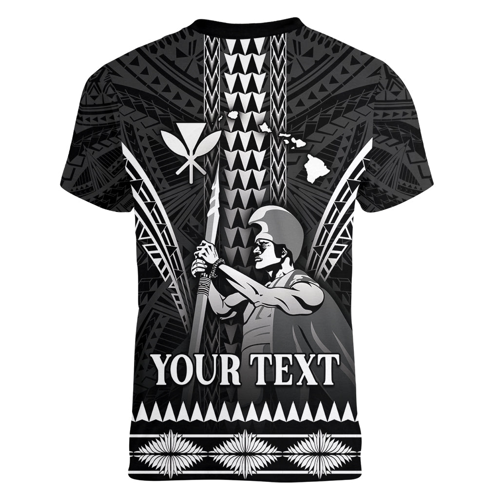 Personalised Hawaii Happy King Kamehameha Day Women V-Neck T-Shirt Kakau Pattern