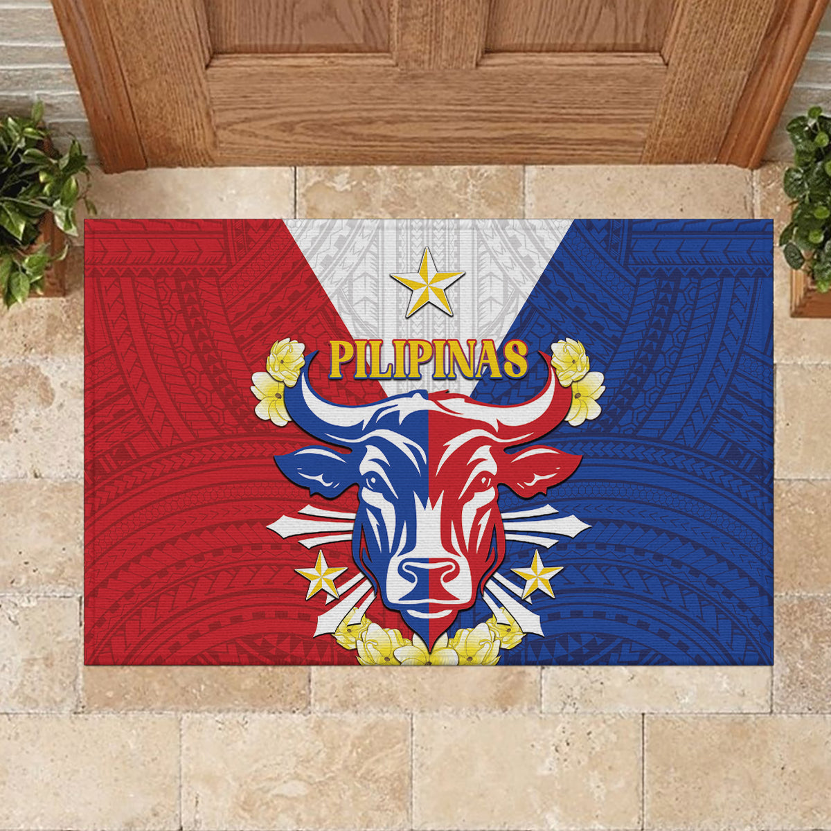 Philippines Independence Day Rubber Doormat Maligayang Araw ng Kalayaan Filipino Carabao