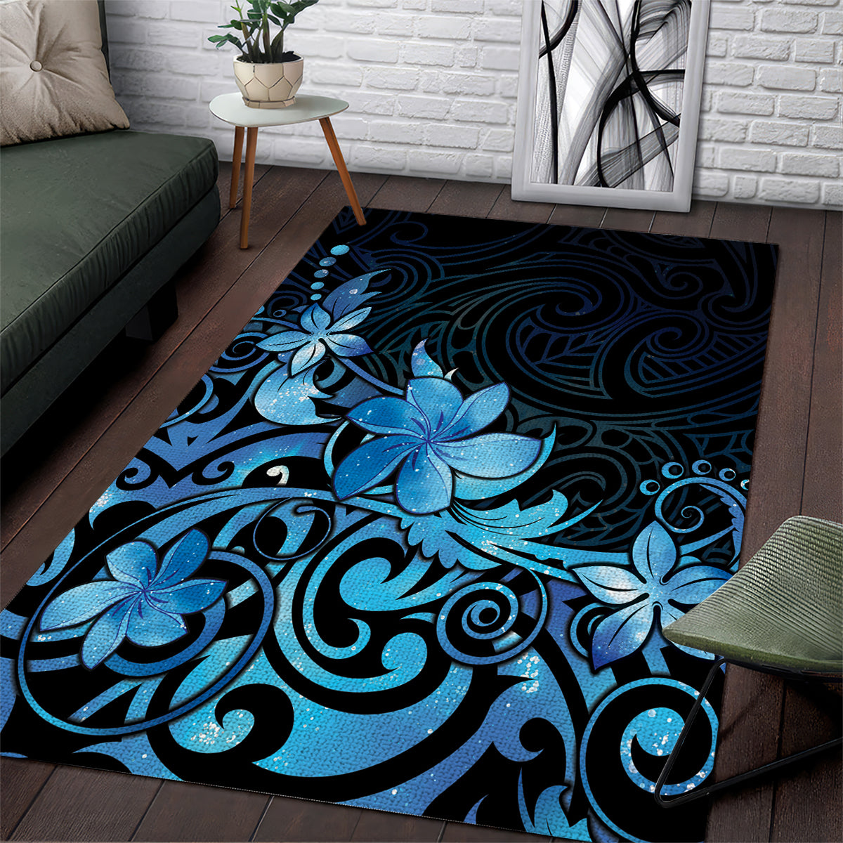 Matariki New Zealand Area Rug Maori Pattern Blue Galaxy