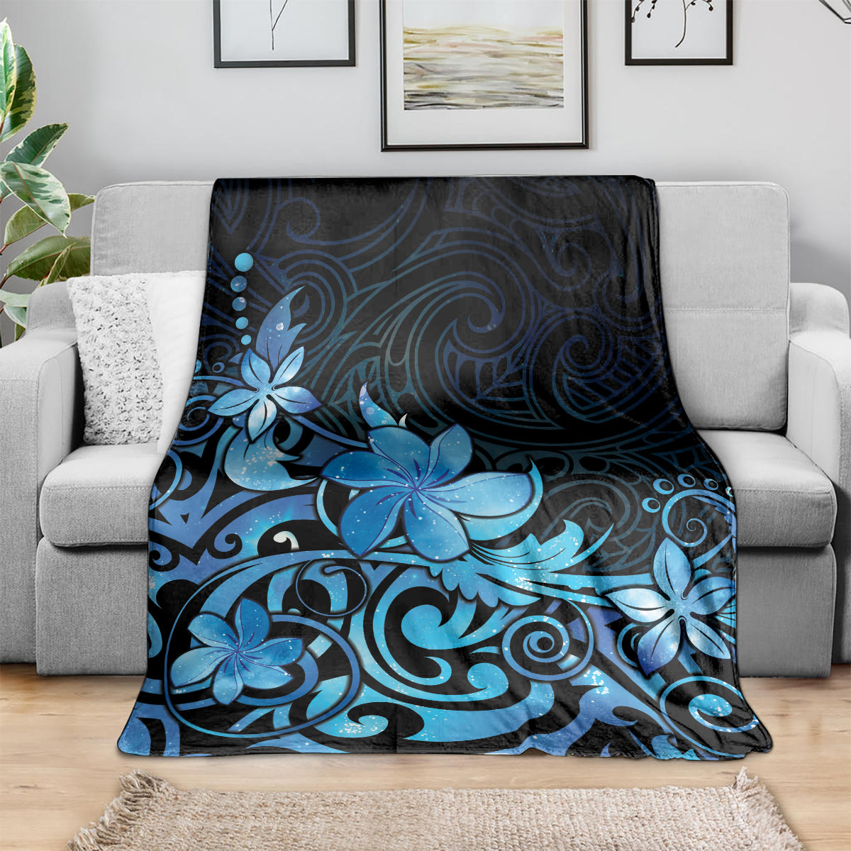 Matariki New Zealand Blanket Maori Pattern Blue Galaxy