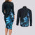 Matariki New Zealand Couples Matching Long Sleeve Bodycon Dress and Long Sleeve Button Shirt Maori Pattern Blue Galaxy