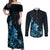 Matariki New Zealand Couples Matching Off Shoulder Maxi Dress and Long Sleeve Button Shirt Maori Pattern Blue Galaxy