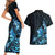 Matariki New Zealand Couples Matching Short Sleeve Bodycon Dress and Hawaiian Shirt Maori Pattern Blue Galaxy