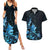 Matariki New Zealand Couples Matching Summer Maxi Dress and Hawaiian Shirt Maori Pattern Blue Galaxy