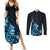 Matariki New Zealand Couples Matching Summer Maxi Dress and Long Sleeve Button Shirt Maori Pattern Blue Galaxy