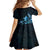 Matariki New Zealand Family Matching Off Shoulder Short Dress and Hawaiian Shirt Maori Pattern Blue Galaxy