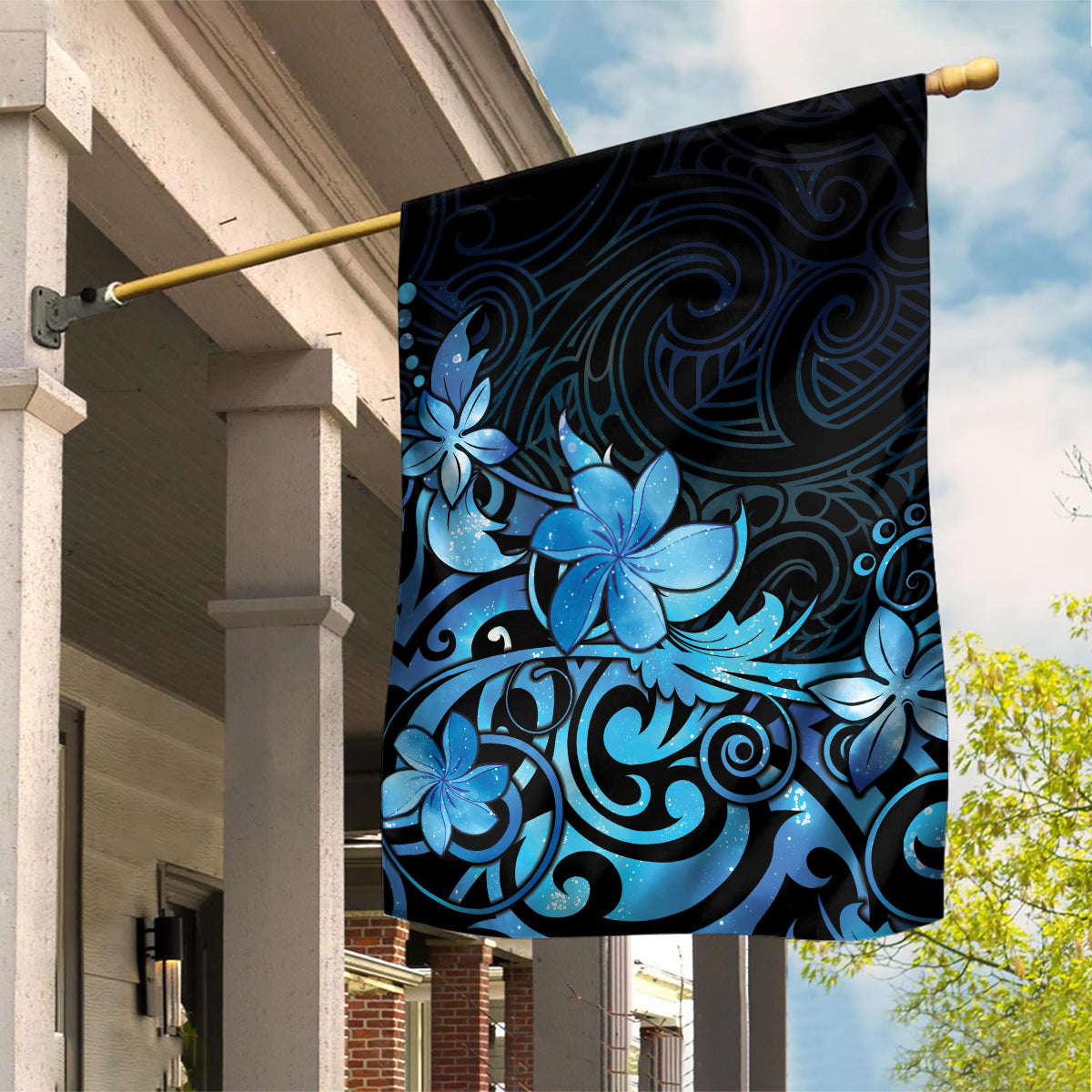 Matariki New Zealand Garden Flag Maori Pattern Blue Galaxy
