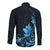 Matariki New Zealand Long Sleeve Button Shirt Maori Pattern Blue Galaxy