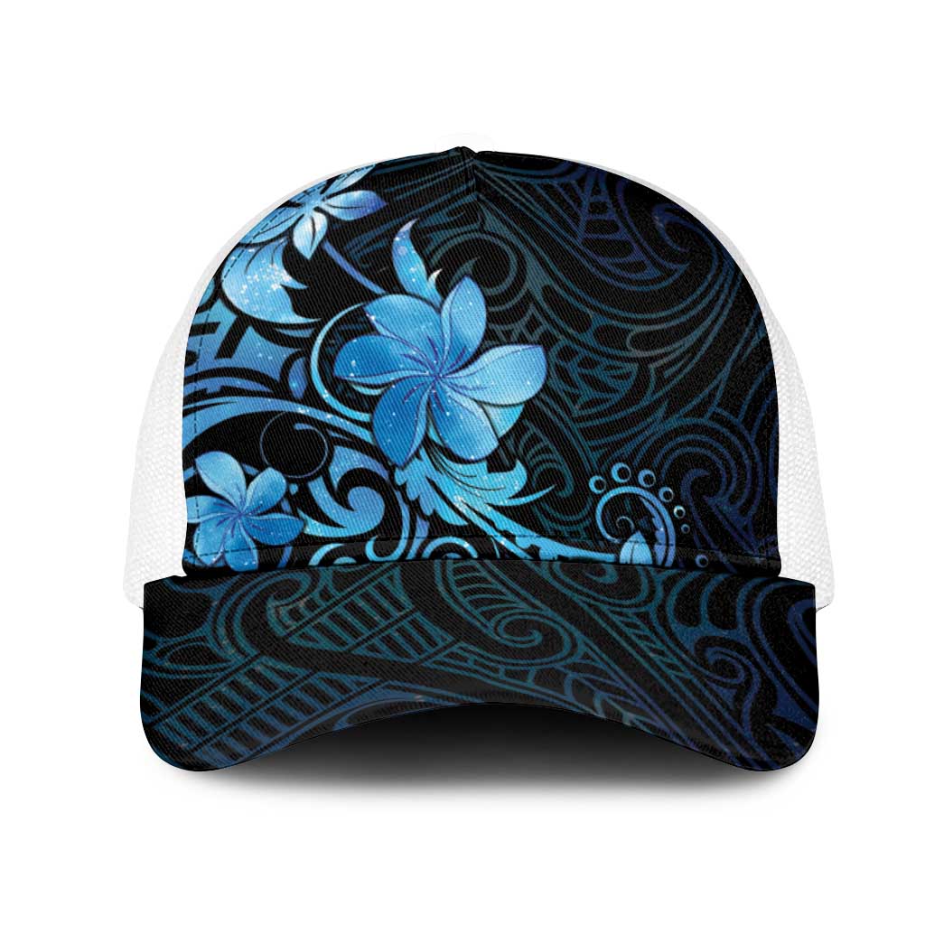 Matariki New Zealand Mesh Trucker Cap Maori Pattern Blue Galaxy LT05 One Size White Blue - Polynesian Pride