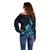 Matariki New Zealand Off Shoulder Sweater Maori Pattern Blue Galaxy