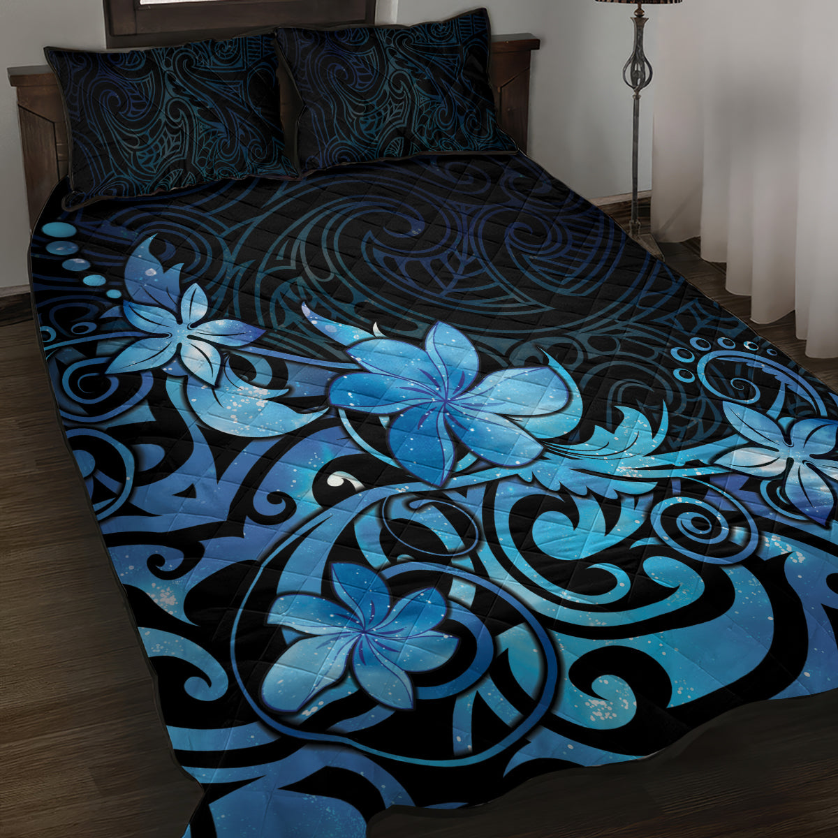 Matariki New Zealand Quilt Bed Set Maori Pattern Blue Galaxy