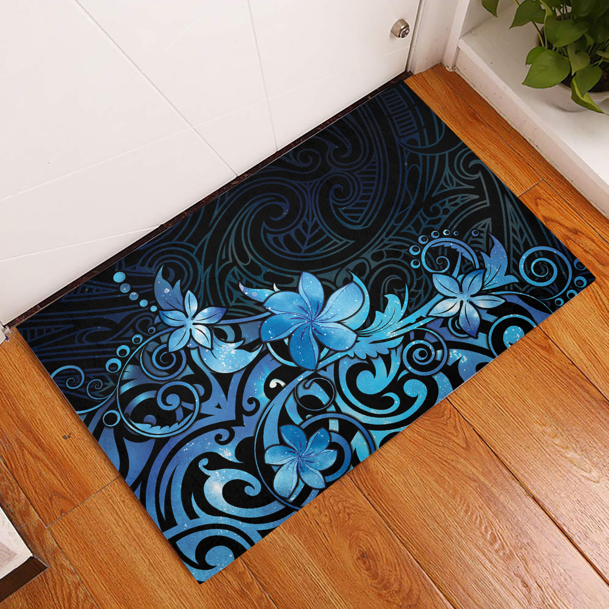 Matariki New Zealand Rubber Doormat Maori Pattern Blue Galaxy