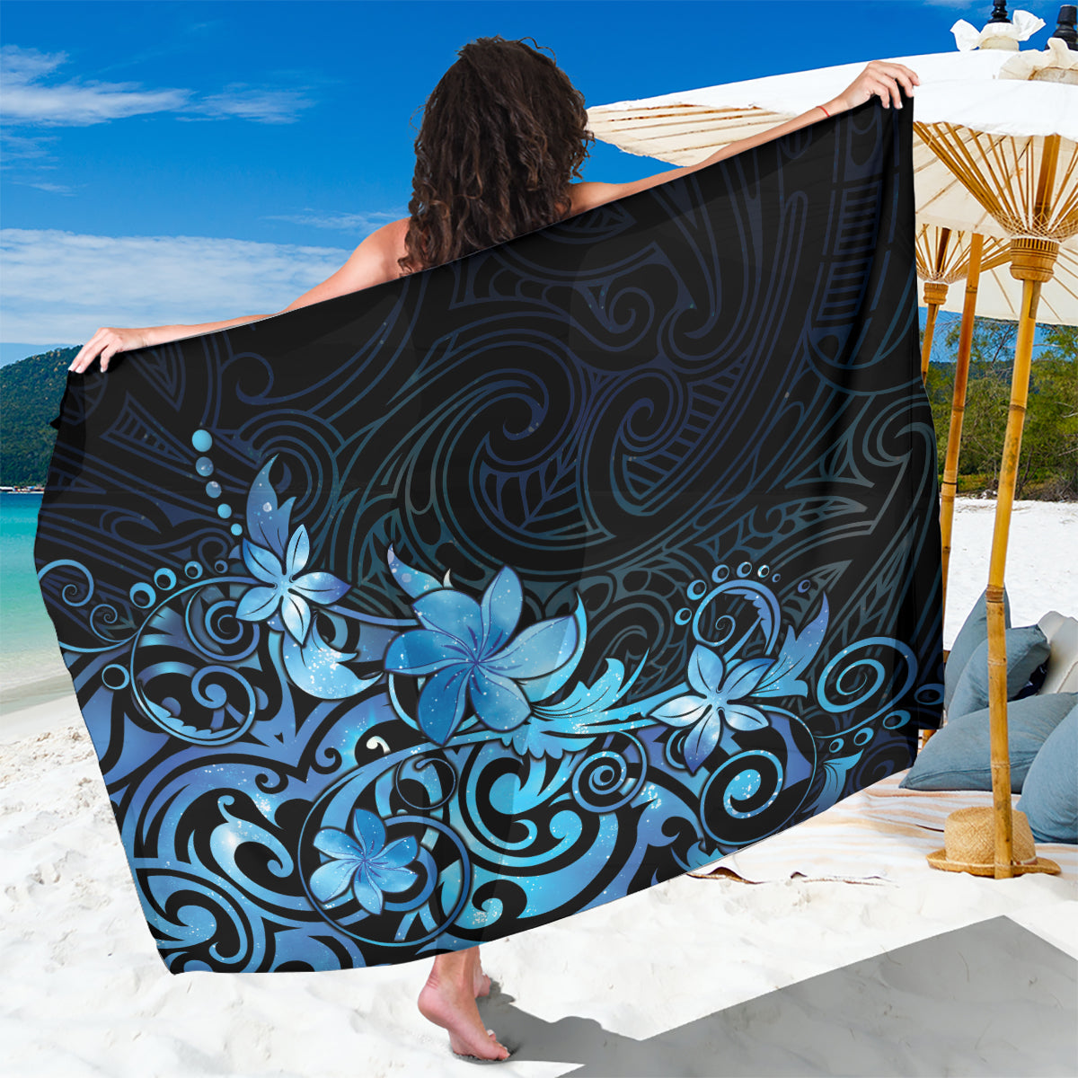 Matariki New Zealand Sarong Maori Pattern Blue Galaxy