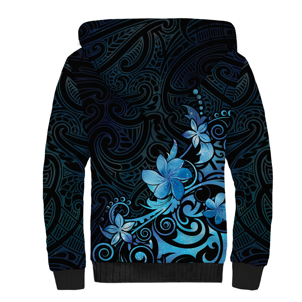 Matariki New Zealand Sherpa Hoodie Maori Pattern Blue Galaxy