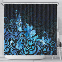 Matariki New Zealand Shower Curtain Maori Pattern Blue Galaxy