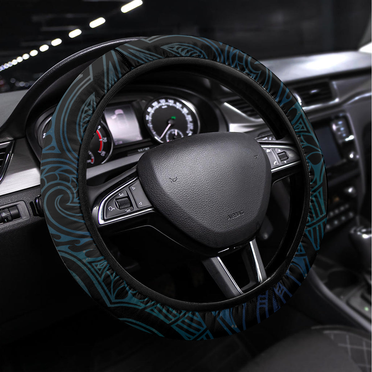 Matariki New Zealand Steering Wheel Cover Maori Pattern Blue Galaxy