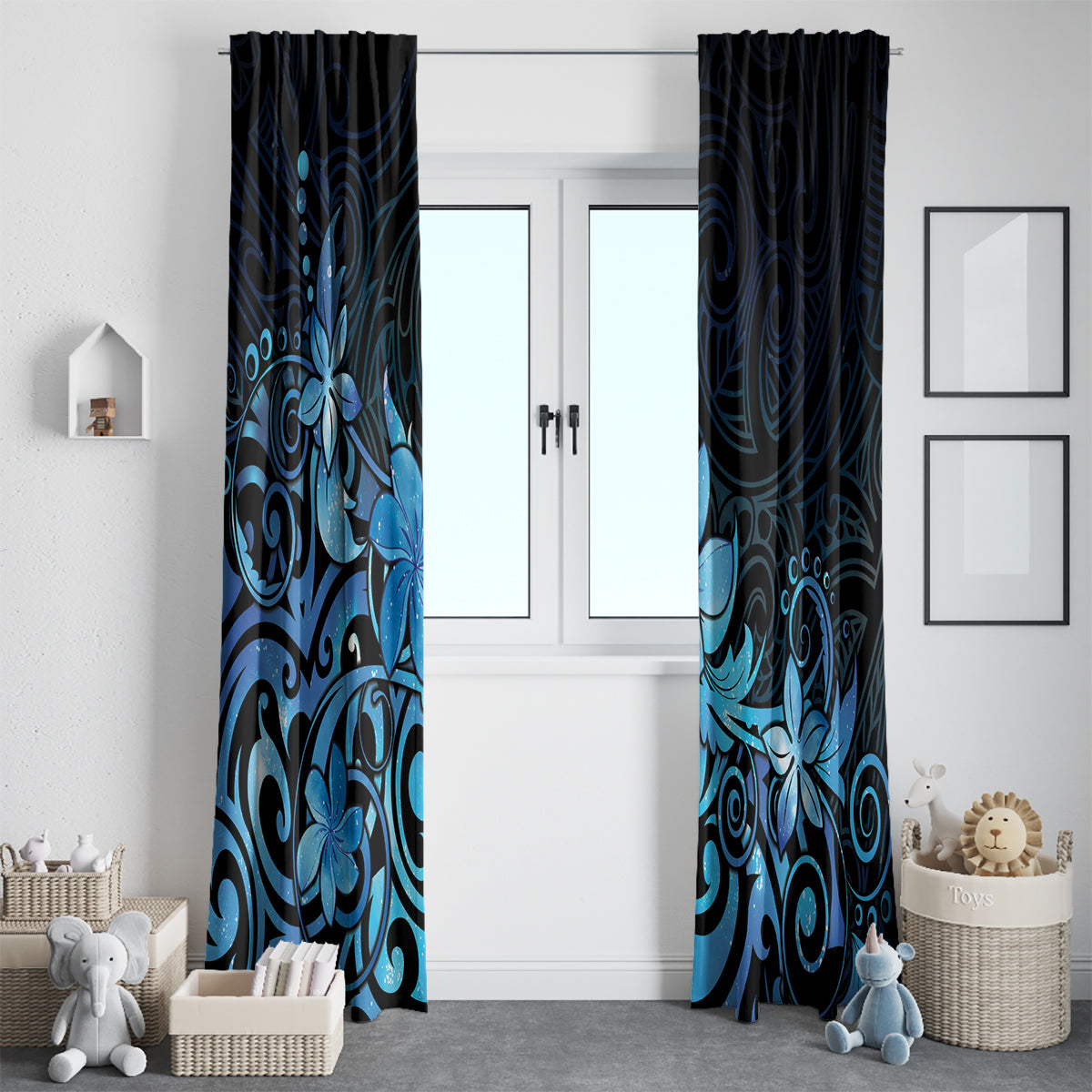 Matariki New Zealand Window Curtain Maori Pattern Blue Galaxy
