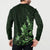 Matariki New Zealand Button Sweatshirt Maori Pattern Green Galaxy