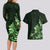 Matariki New Zealand Couples Matching Long Sleeve Bodycon Dress and Hawaiian Shirt Maori Pattern Green Galaxy