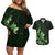 Matariki New Zealand Couples Matching Off Shoulder Short Dress and Hawaiian Shirt Maori Pattern Green Galaxy