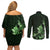 Matariki New Zealand Couples Matching Off Shoulder Short Dress and Long Sleeve Button Shirt Maori Pattern Green Galaxy