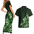 Matariki New Zealand Couples Matching Short Sleeve Bodycon Dress and Hawaiian Shirt Maori Pattern Green Galaxy