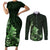 Matariki New Zealand Couples Matching Short Sleeve Bodycon Dress and Long Sleeve Button Shirt Maori Pattern Green Galaxy