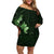 Matariki New Zealand Family Matching Off Shoulder Short Dress and Hawaiian Shirt Maori Pattern Green Galaxy