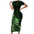 Matariki New Zealand Family Matching Short Sleeve Bodycon Dress and Hawaiian Shirt Maori Pattern Green Galaxy