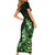 Matariki New Zealand Family Matching Short Sleeve Bodycon Dress and Hawaiian Shirt Maori Pattern Green Galaxy