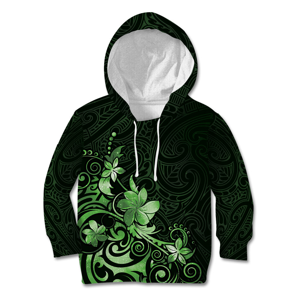 Matariki New Zealand Kid Hoodie Maori Pattern Green Galaxy