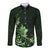 Matariki New Zealand Long Sleeve Button Shirt Maori Pattern Green Galaxy