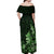 Matariki New Zealand Off Shoulder Maxi Dress Maori Pattern Green Galaxy