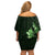 Matariki New Zealand Off Shoulder Short Dress Maori Pattern Green Galaxy