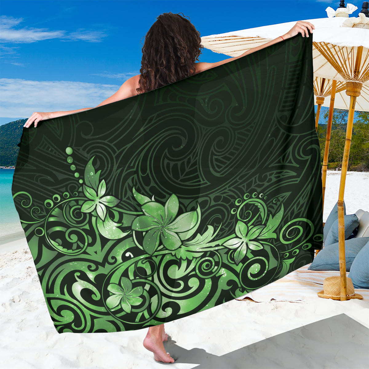 Matariki New Zealand Sarong Maori Pattern Green Galaxy