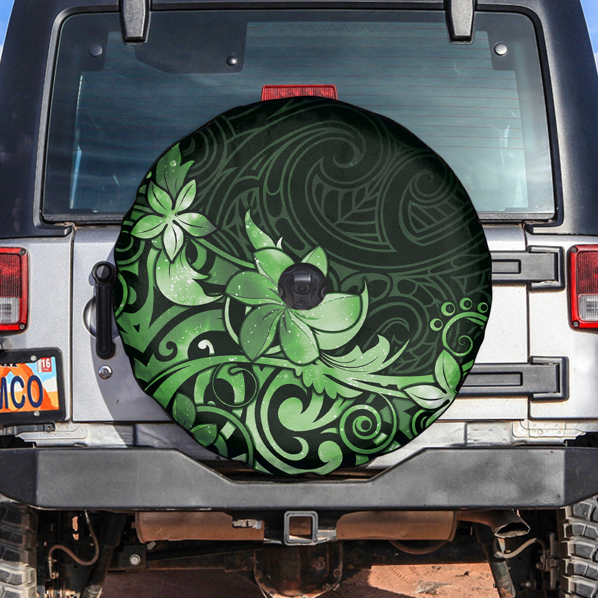 Matariki New Zealand Spare Tire Cover Maori Pattern Green Galaxy