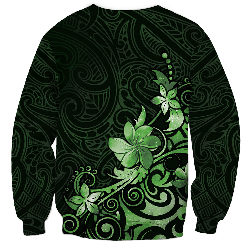 Matariki New Zealand Sweatshirt Maori Pattern Green Galaxy