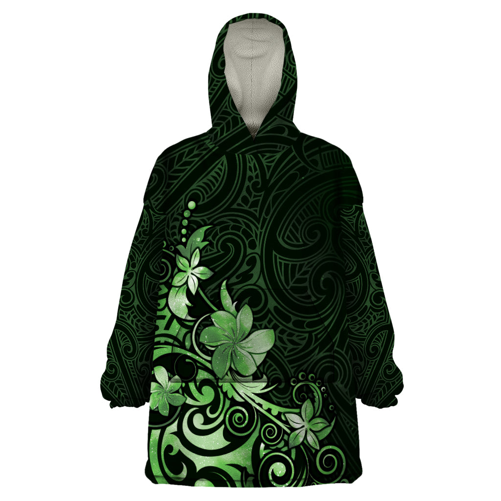 Matariki New Zealand Wearable Blanket Hoodie Maori Pattern Green Galaxy