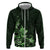 Matariki New Zealand Zip Hoodie Maori Pattern Green Galaxy